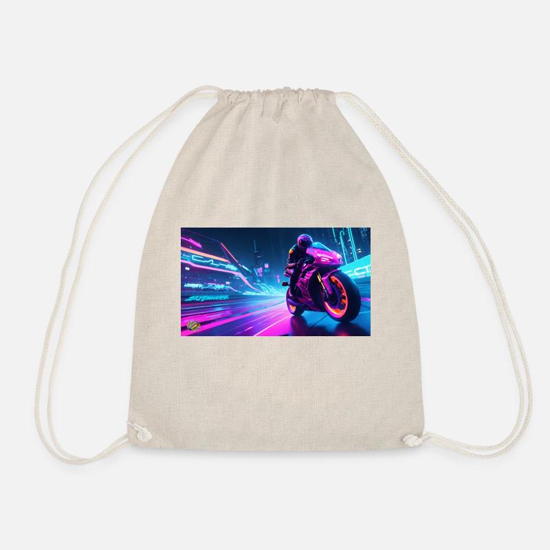 Motorcycle Cyber - Drawstring Bag - nature