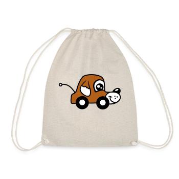 Dog Car Toy Remote Controlled Driving Wheels Cute - Drawstring Bag - nature - Front