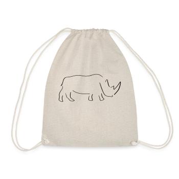 Rhino Line Art - Minimalist - Drawstring Bag - nature - Front