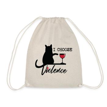 I Choose Violence Cat (Black) - Drawstring Bag - nature - Front