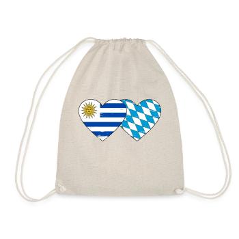 Uruguay Bavaria flag heart used - Drawstring Bag - nature - Front