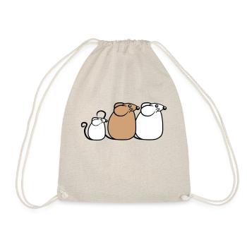3 Mice Family Child Mom Dad Parents Row Cute - Drawstring Bag - nature - Front