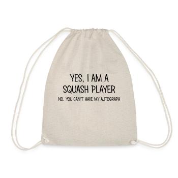 squash player yes no cant have autograph - Drawstring Bag - nature - Front