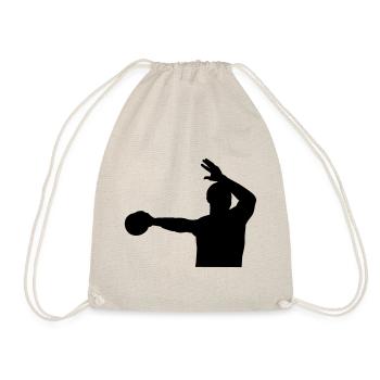 Handballspieler Sprungwurf Design Shirt - Turnbeutel - Natur - Vorne