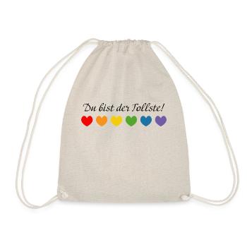 Regenbogenherzchen du bist der tollste - Turnbeutel - Natur - Vorne