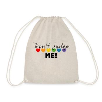 Regenbogenherzchen dont judge me schwarz - Turnbeutel - Natur - Vorne