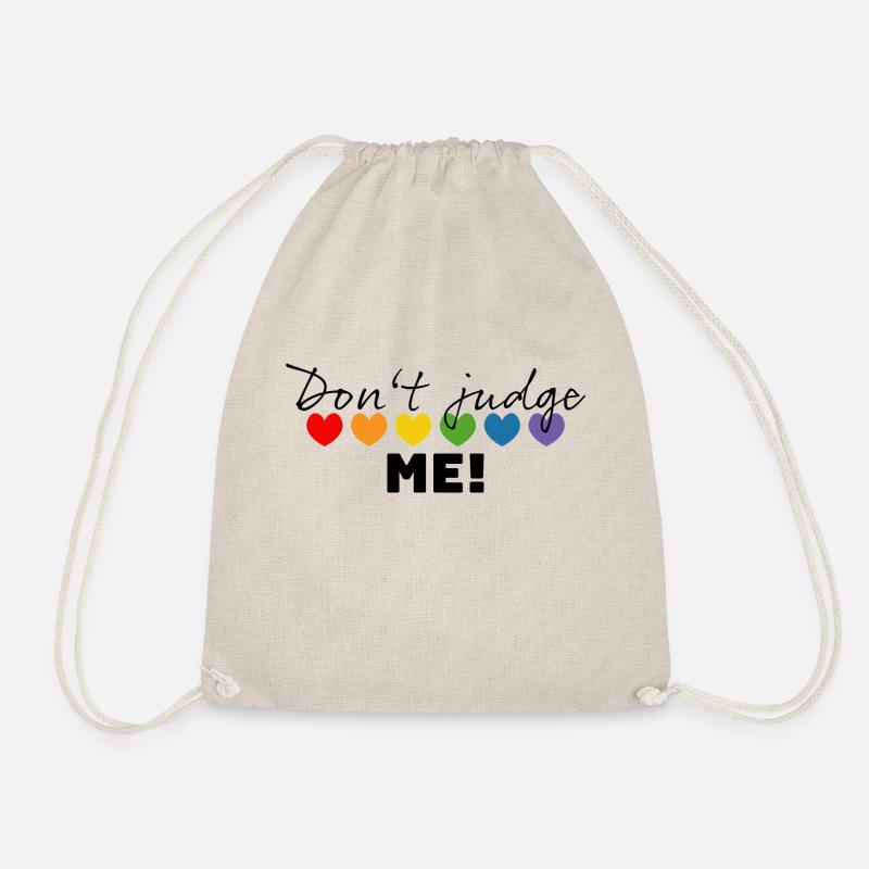 Regenbogenherzchen dont judge me schwarz - Turnbeutel - Natur