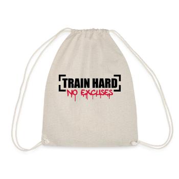 Train Hard No Excuses - Drawstring Bag - nature - Front