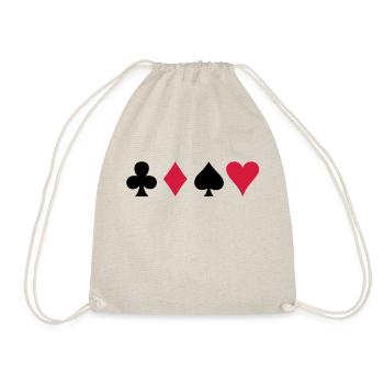Alle vier Poker-Karten Karten-Anzüge in einer - Turnbeutel - Natur - Vorne