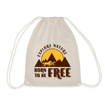 Explore nature Born to be free - Mountains and horses - Drawstring Bag - nature - Front