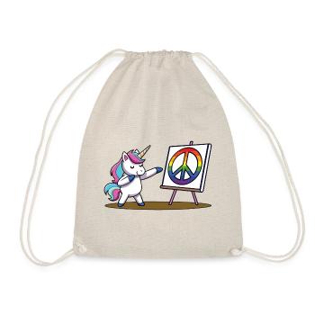 Unicorn Rainbow Peace - Turnbeutel - Natur - Vorne