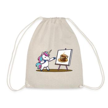 Kaffee - Einhorn - Turnbeutel - Natur - Vorne