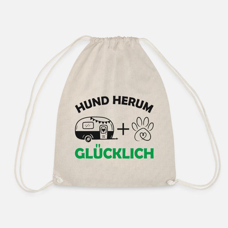 Hund herum glücklich! - Turnbeutel - Natur