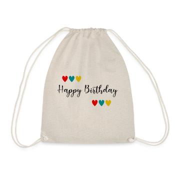 Birthday. HAPPY BIRTHDAY. Happy birthday. - Drawstring Bag - nature - Front