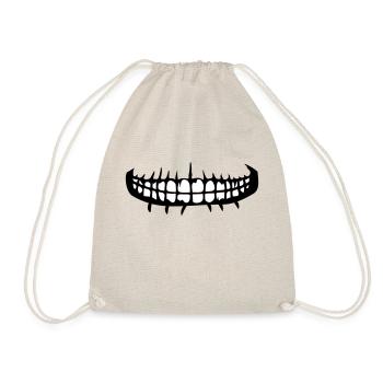 teeth mouth grin horror halloween scary boes - Drawstring Bag - nature - Front