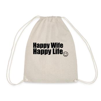 Happy Wife, Happy Life - Drawstring Bag - nature - Front