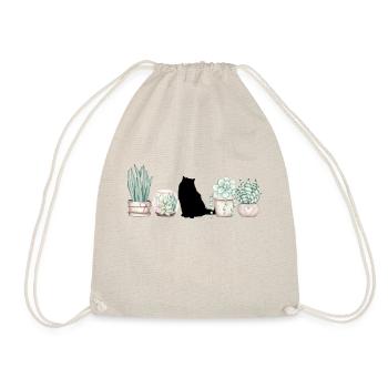 Cats and plants kitten florist cactus - Drawstring Bag - nature - Front