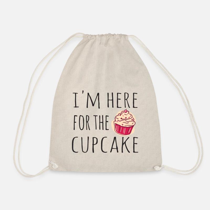 Ich bin hier wegen dem Cupcake - Turnbeutel - Natur