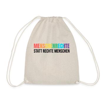 Menschenrechte statt rechte Menschen gegen rechts - Turnbeutel - Natur - Vorne