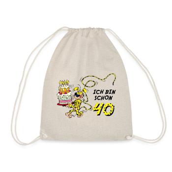 Marsupilami Geburtstagsdesign Ich Bin Schon 40 - Turnbeutel - Natur - Vorne
