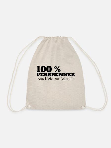 100% Verbrenner Motor Autoaufkleber Sticker Auto - Turnbeutel - Natur