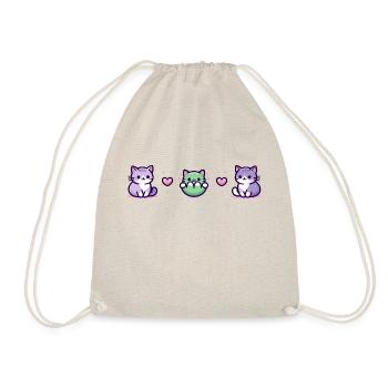Three cats with a small heart - Drawstring Bag - nature - Front