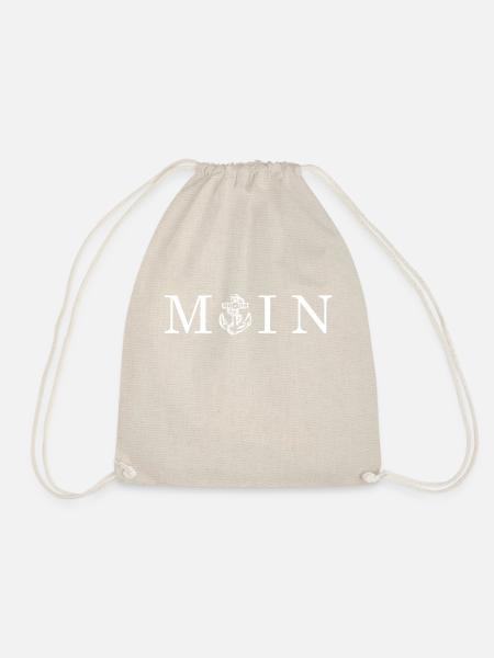 MOIN with maritime anchor, white - Drawstring Bag - nature