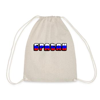 Bratan Russian brother Blja Cyrillic flag t shirt - Drawstring Bag - nature - Front