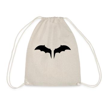 2 wings flying dog bat comic cartoon funny - Drawstring Bag - nature - Front