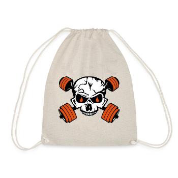 bodybuilding death head halter bone - Drawstring Bag - nature - Front