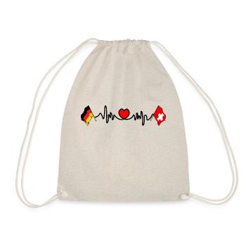 Cardio heart Flag Germany and flag Switzerland - Drawstring Bag - nature - Front