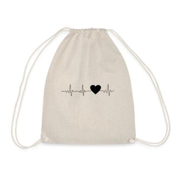 Heartbeat heart black 🖤 - Drawstring Bag - nature - Front