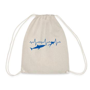 Divers Water Sports Heartbeat Shark Shark - Drawstring Bag - nature - Front