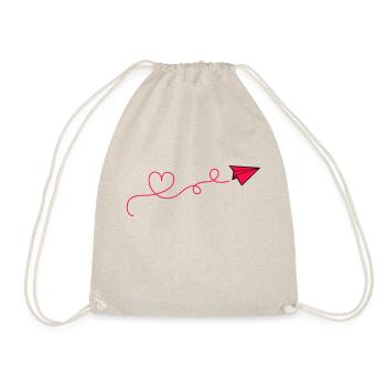 Paper Airplane Heart - Drawstring Bag - nature - Front