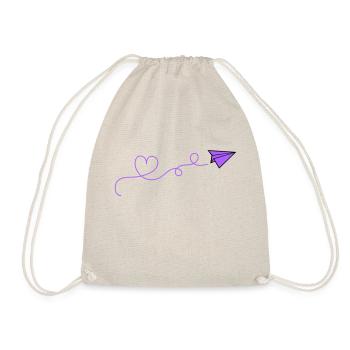Paper Airplane Heart - Drawstring Bag - nature - Front