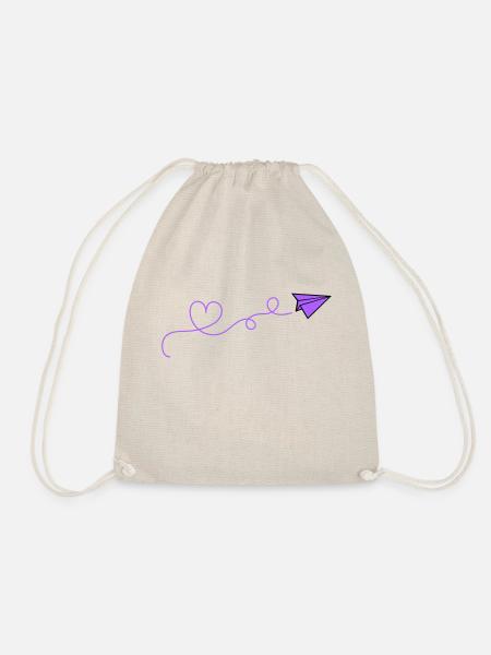 Paper Airplane Heart - Drawstring Bag - nature