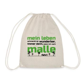 Mein Leben Malle (Schrift grün/schwarz) - Turnbeutel - Natur - Vorne