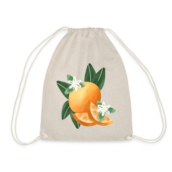 Orange Summer Design with Orange Blossoms & Leaves - Drawstring Bag - nature - Front