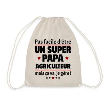 Pas facile super papa agriculteur, fête des pères - Sac de sport léger - nature - Devant