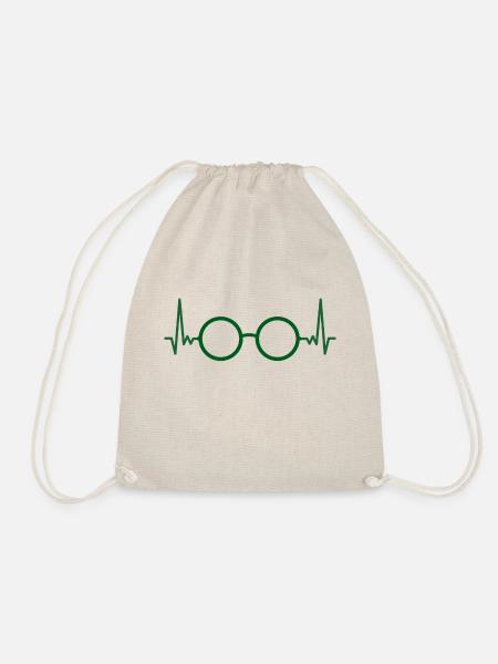 EKG Brille Optiker Geschenk Augenoptiker - Turnbeutel - Natur