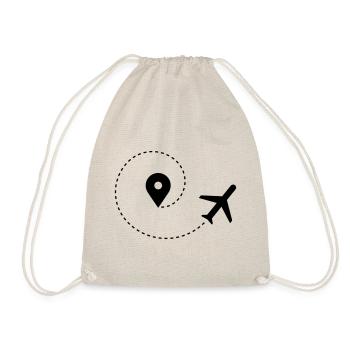 Airplane and map pointer - Drawstring Bag - nature - Front