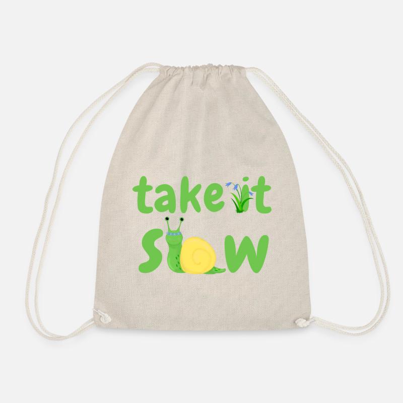 take it slow - Drawstring Bag - nature