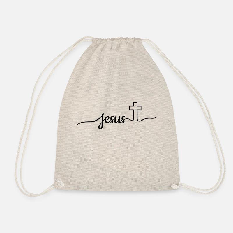 Jesus - Cross - Drawstring Bag - nature