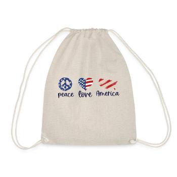 Peace Love America Awesome Unique Gift - Drawstring Bag - nature - Front