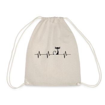 Cat ECG Heartbeat Heartbeat Cat - Drawstring Bag - nature - Front