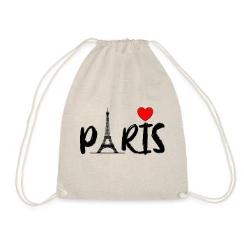 Paris font black with heart and Eiffel Tower - Drawstring Bag - nature - Front
