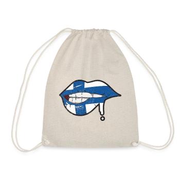 Finnland Flagge Lippen Suomen Lippu - Turnbeutel - Natur - Vorne