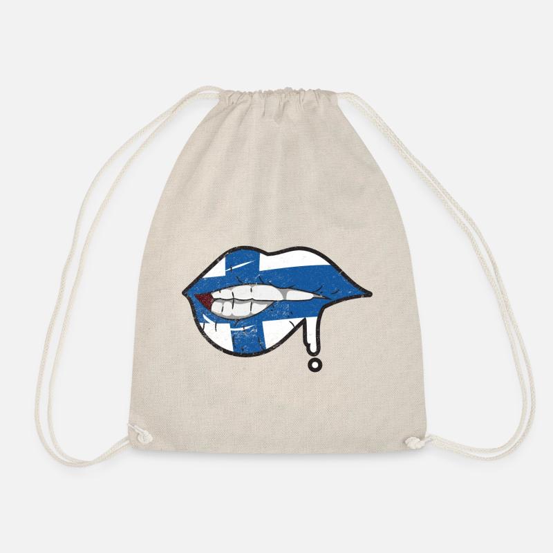 Finnland Flagge Lippen Suomen Lippu - Turnbeutel - Natur