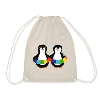 Pinguine im Schwimmring - Turnbeutel - Natur - Vorne