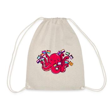 LGBTQIA+ Pride Octopus - Drawstring Bag - nature - Front
